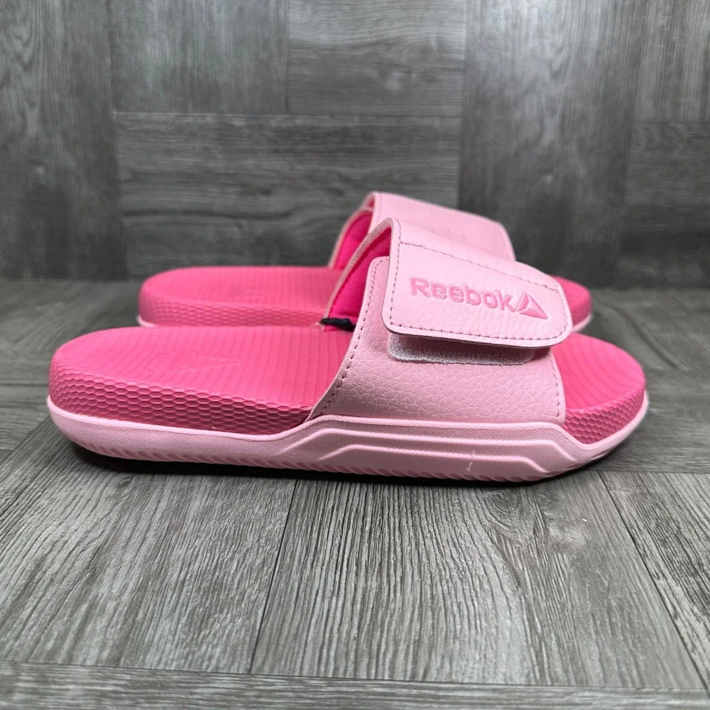 Reebok Slides Kids Size 1 Pink Adjustable Athletic Summer Sandals‎ NEW
